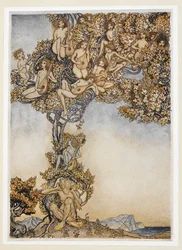 ACT III: Scene II, regel 146
Soms zullen duizend snaren
Om mijn oren zoemen.