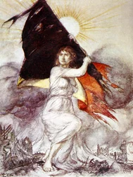 Allegorie van België tijdens WO1, tekening door Arthur Rackham