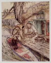 Leg dat onder je voeten, merkte hij op tegen de Mol, terwijl hij in de boot stapte, uit Wind in the Willows van Kenneth Grahame, pub. 1940