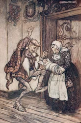 De koning kon zijn vreugde niet bedwingen, uit De Sprookjes van de Gebroeders Grimm, pub. 1909