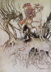 De ridder Hulbrand met een gnoom, illustratie voor het verhaal 