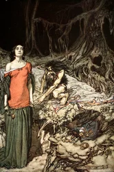 Het hof van Grimhilde, de moeder van Hagen