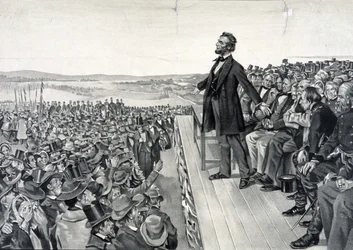Abraham Lincoln tijdens zijn beroemde toespraak op 19 november 1863