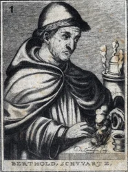 Berthold Schwartz, Duits scheikundige, uitvinder van buskruit en Franciscaner monnik.