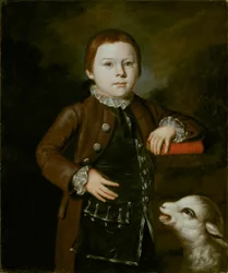 Jongen van familie Hallett met lam
