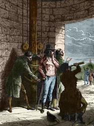 Claude Chappe, Frans ingenieur, experimenteert met de aerian telegraaf van Ménilmontant naar Saint-Martin-du-Tertre