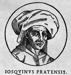 Portrait of Josquin des Pres (Josquin Desprez, Jodocus Pratensis, o Jodocus da Prato) (1440-1521).xylographie.