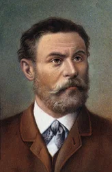 Portret van Otto Lilienthal, Duits ingenieur (chromo)