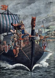 De aankomst van de Vikingen in Normandië in de 9e eeuw