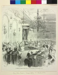 De inauguratie van de Hongaarse Landdag in Buda op 6 april 1861 door graaf George Apponyi