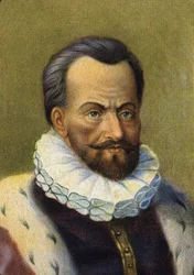 portret van Simon Stevin. Belgisch wiskundige.