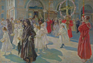 Processie van Corpus Christi op Piazza Grande in Triëst, 1908