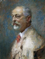 Portret van de Italiaanse beeldhouwer Giuseppe Sartorio, door Arturo Rietti, olieverf op doek, Italië, 20e eeuw