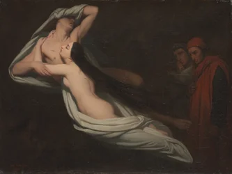 Dante en Virgil ontmoeten de schimmen van Francesca da Rimini en Paolo