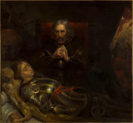 Eberhard, graaf van Württemberg, betreurt de dood van zijn zoon, de Wenende genoemd