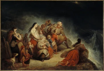 De storm, ca. 1820 (olieverf op hout, verguldsel op doek)