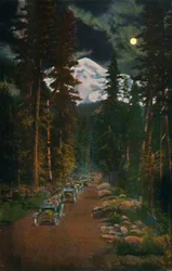 Op de weg vanaf Mount Rainier National Park, Washington, ca. 1916