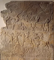 Slagveldscène (laag reliëf van het paleis van Assurbanipal)