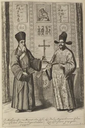 Matteo Ricci en Xu Guangqi. Uit Athanasius Kirchers China Illustrata, 1667