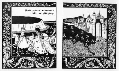 Hoe koningin Guenever op Maying reed, illustratie uit 