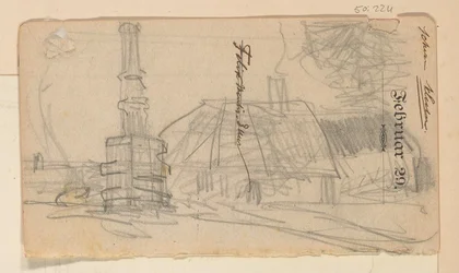 Dorpsgezicht bij een monument
