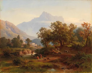 Regio in Zuid-Tirol-Landschap in het ochtendlicht