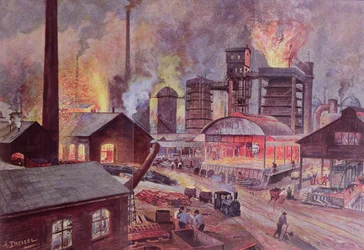 Fabriek met hoogoven, uit een serie boeken over L