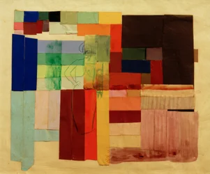 Abstracte compositie met vrouw