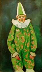 Clown in groen kostuum