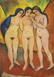Drie naakten, oranje en rood, 1912