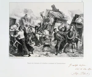 Bewoners van de buitenwijken arriveren in Parijs voordat de Pruisen de stad belegeren, 1870 1872
