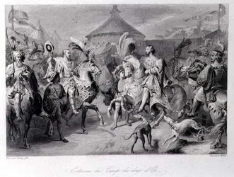 De ontmoeting op het veld van het Gouden Laken, 24 juni 1520, gegraveerd door Millin