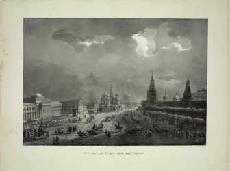 Bovenste handelsrijen op het Rode Plein in Moskou, c. 1830