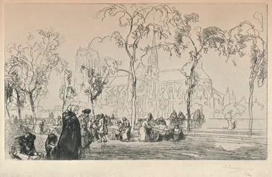 Notre Dame gezien vanaf de Quai Montebello, 1915