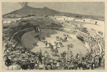 Italië. Het festival van Pompei, het circus van gladiatoren