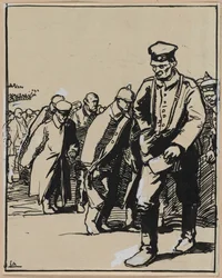 Mars van een groep Duitse gevangenen