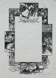 Parijs Almanak, 1897: Decoratieve Rand, Winter
