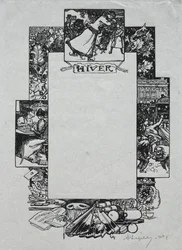 Parijs Almanak, 1897: Decoratieve rand, winter, 1897