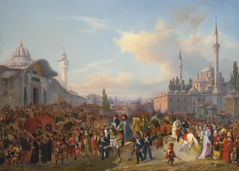 Sultan Mahmud II Verlaat De Bayezid Moskee, Constantinopel, 1837