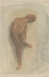 Naakte vrouwelijke figuur die linkervoet vasthoudt, 1900-1912
