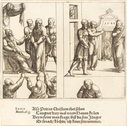 Christus voor Kajafas, en Petrus Verloochent Christus
