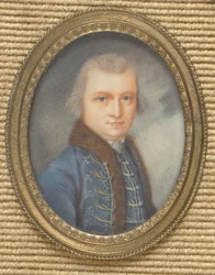 Herenportret met blauwe revers