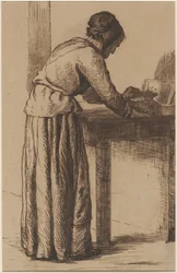 Oude vrouw aan het werk