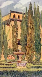 Hof van Lindaraxa, Het Alhambra (kleurenlitho)