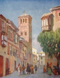 Toledo, een straatbeeld (kleurenlitho)
