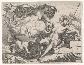 Venus bekijkt de slapende Adonis