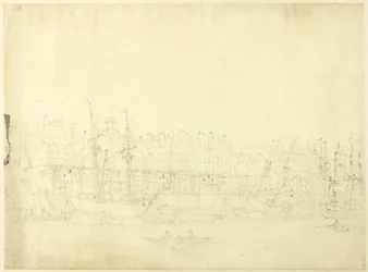 Studie voor Custom House, vanaf de rivier de Theems, uit Microkosmos van Londen
