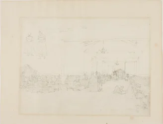 Studie voor eetzaal, asiel