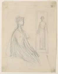 Studies voor de Violet Sargent bronzen plaquette in het Art Institute of Chicago