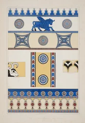 Geschilderde ornamenten uit Nimroud, uit Monumenten van Nineveh